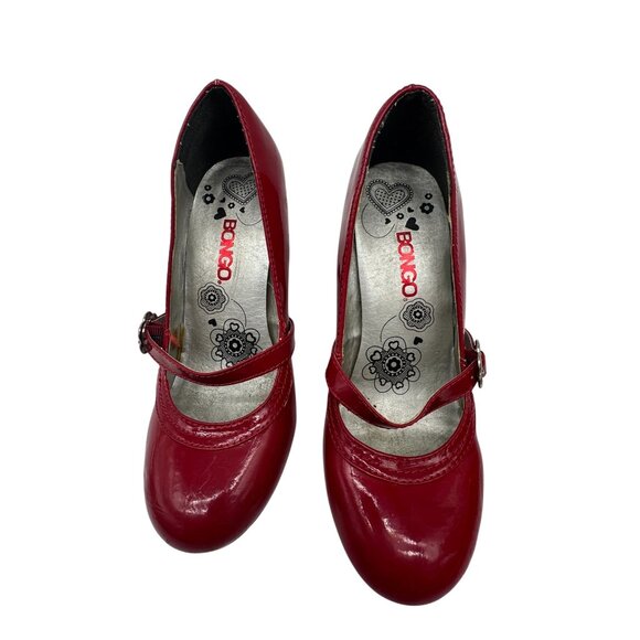 Bongo Womens Mary Jane Sandals Size 7.5 Red Pumps Slip On Casual Chic Strap - Picture 1 of 15